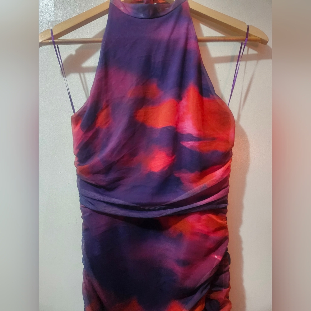 Windsor Red and Purple Halter Maxi Dress - Picture 3 of 4